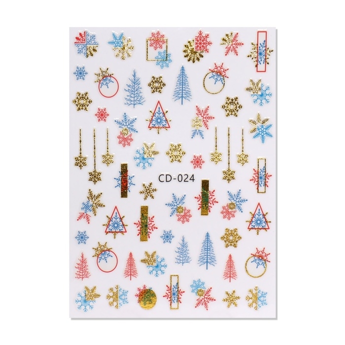 Новый год! Наклейки для ногтей &laquo;Елочки и снежинки&raquo;, цвет разноцветный