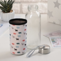 Бутылка для воды стеклянная в чехле &laquo;Абстракция&raquo;, 300 мл, h=17 см, цвет МИКС