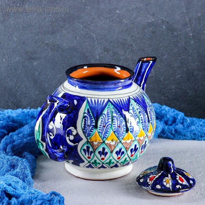 Чайник Риштанская Керамика Чайник Риштанская Керамика "Узоры", 1000 мл, синий