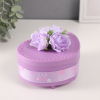 Шкатулка музыкальная механическая "Нежные розы" фиолетовая 12х13,5х10,5 см Шкатулка музыкальная механическая "Нежные розы" фиолетовая 12х13,5х10,5 см
