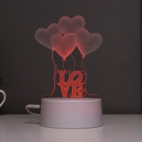 Светильник сенсорный "Четыре сердца" LED 7 цветов USB/от бат. белый RISALUX Светильник сенсорный "Четыре сердца" LED 7 цветов USB/от бат. белый RISALUX