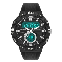 Часы наручные электронные, d-4.9 см, будильник, каледарь, ремешок силикон, черные