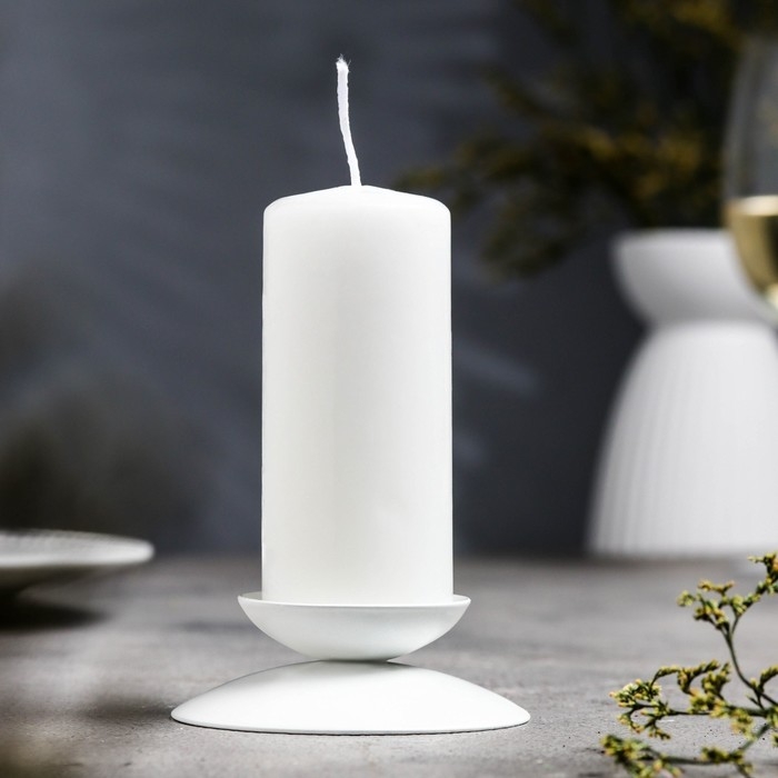 Подсвечник Подсвечник "Гадальный Н" металл на 1 свечу, 7,3х3 см, белый