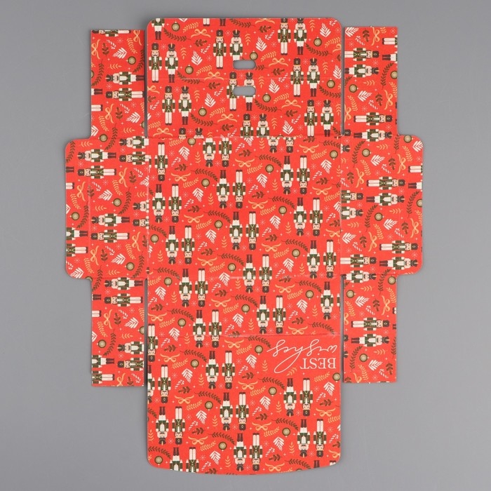 Коробка подарочная новогодняя складная двухсторонняя &laquo;Щелкунчик&raquo;, 16.5 х 12.5 х 5 см, БЕЗ ЛЕНТЫ, Новый год