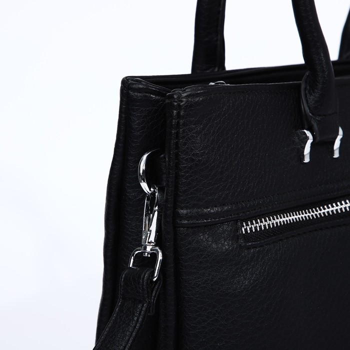 Сумка-тоут на молнии, 2 наружных кармана, цвет чёрный Сумка-тоут на молнии, 2 наружных кармана, цвет чёрный