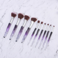 Набор кистей для макияжа &laquo;Luminous&raquo;, 10 предметов, PVC - чехол, цвет чёрный/фиолетовый