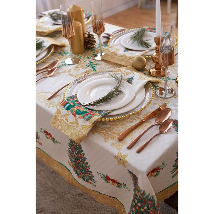 Скатерть новогодняя Этель "Golden Christmas" Скатерть новогодняя 150*180 +/-3см с ГМВО, 100%хл, 190г/м2