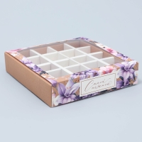 Коробка для конфет, кондитерская упаковка, 16 ячеек, &laquo;Самой нежной&raquo; 17.7 х 17.7 х 3.8 см