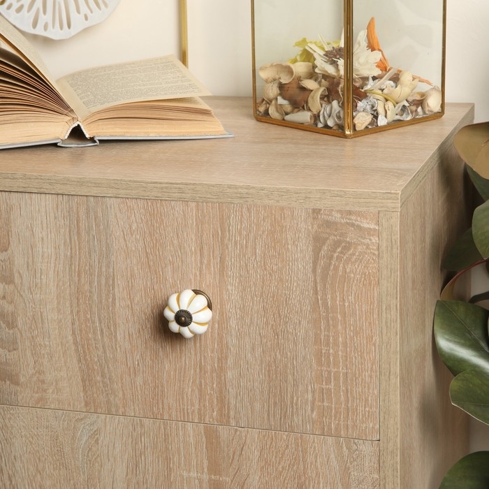 Ручка кнопка ТУНДРА РК117 (001) , d=39, пластик, белая с золотым Ручка кнопка ТУНДРА РК117 (001) , d=39, пластик, белая с золотым