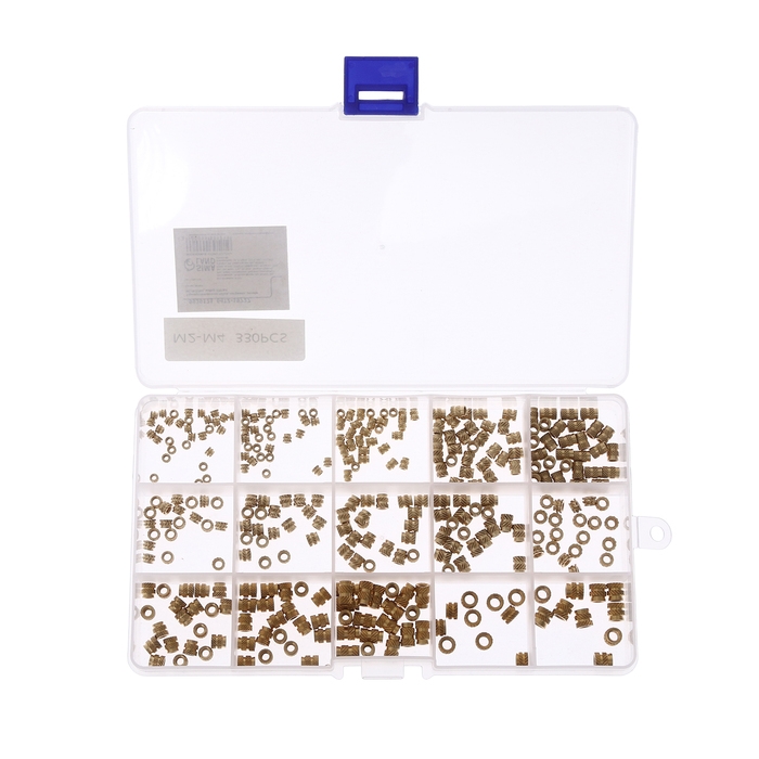 Термоустановочная гайка, латунная, резьба М2/М3/М4, набор 330 шт Термоустановочная гайка, латунная, резьба М2/М3/М4, набор 330 шт