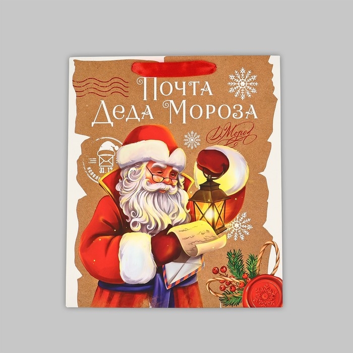 Пакет подарочный новогодний ламинированный &laquo;Почта Деда Мороза&raquo;, ML 23 х 27 х 11.5 см , Новый год