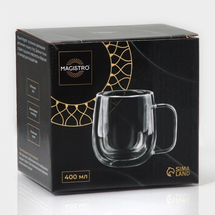 Кружка стеклянная с двойными стенками Magistro «Адель», 400 мл Кружка стеклянная с двойными стенками Magistro «Адель», 400 мл