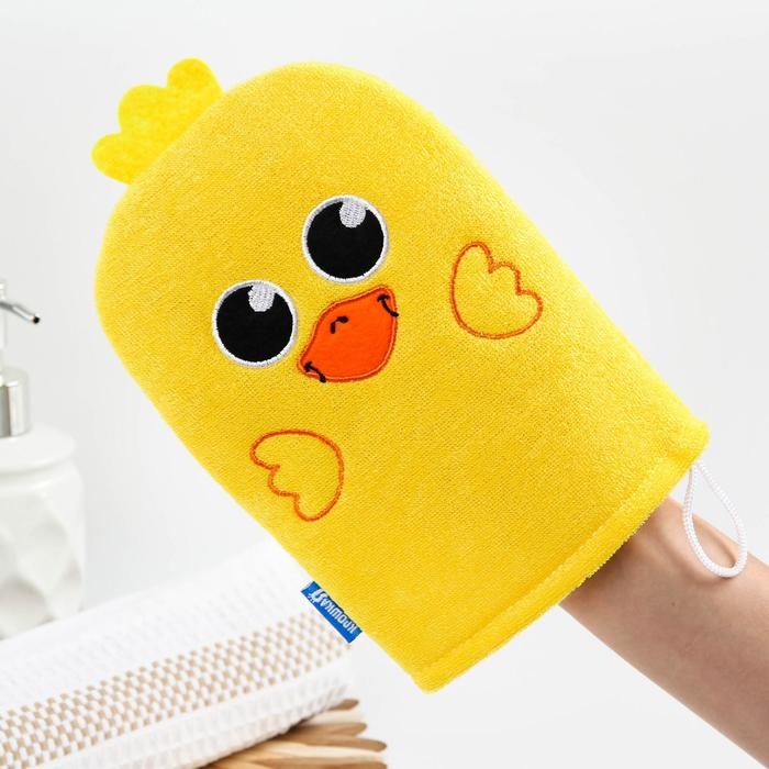 Мочалка детская для купания &laquo;Утёнок&raquo;, варежка, из махры