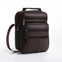 Сумка мужская на молниях, длинный ремень, цвет коричневый Сумка мужская на молниях, длинный ремень, цвет коричневый