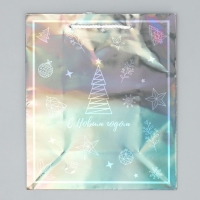 Пакет голографический &laquo;Подарочек&raquo;, ML 23 х 27 х 11.5 см, Новый год