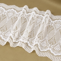 Кружевная эластичная ткань, 190 мм &times; 2,7 &plusmn; 0,5 м, цвет белый
