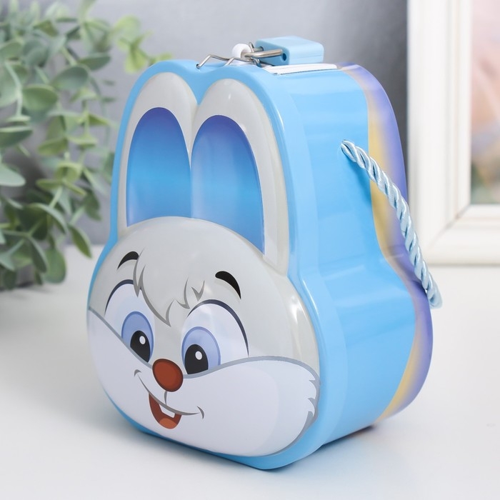 Копилка металл с замочком Копилка металл с замочком "Зайчик/Зайка" МИКС 12х9х14 см