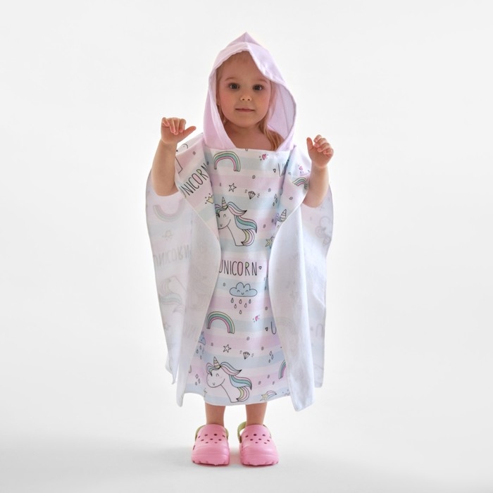 Полотенце-пончо детский LoveLife "Единороги" 60х120 см, 100% пэ, 225 г/м2