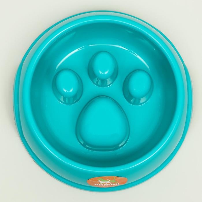 Миска для медленного кормления Миска для медленного кормления "Лапа", 18,5 х 17,5 х 5 см, бирюзовая