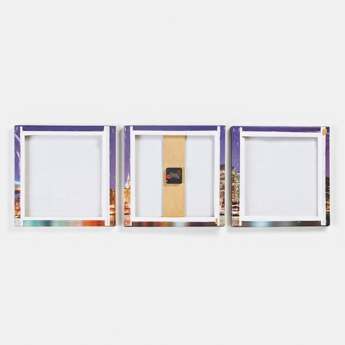 Часы-картина настенные, модульные Часы-картина настенные, модульные "Огни большого города", бесшумные, 35 х 110 см, триптих