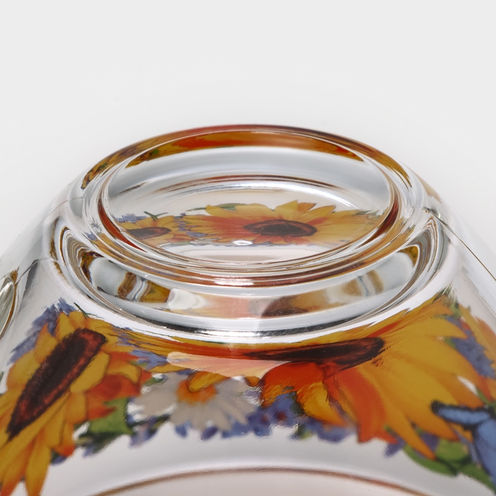 Чайная пара &laquo;Подсолнух&raquo;,стеклянная, чашка+блюдце, 200 мл, d=92 мм