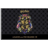 Альбом для рисования А4, 30 листов, на гребне, "Гарри Поттер", обложка мелованный картон, матовая ламинация, 3D фольга, перфорация на отрыв, блок 100 г/м&sup2;, МИКС
