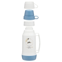 Термос 1 л, со стеклянной колбой, сохраняет тепло 12 ч, с кружкой, 30 см, синий