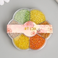 Бисер стекло 12/0 в цветке "Палитра жёлтого" перелив. перламутр 7 цветов х 8 гр 8,2х8,2х2 см 9904 Бисер стекло 12/0 в цветке "Палитра жёлтого" перелив. перламутр 7 цветов х 8 гр 8,2х8,2х2 см 9904