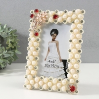 Фоторамка 1038 10х15 см "Жемчуг" пластик, цв. белый