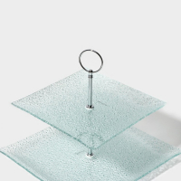 Этажёрка - фруктовница квадратная Доляна &laquo;Акцент&raquo;, 2 яруса, 25&times;22 см, стекло