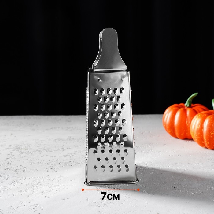 Тёрка четырёхгранная Доляна &laquo;Металлик&raquo;, 9&times;7&times;19 см, цвет хромированный