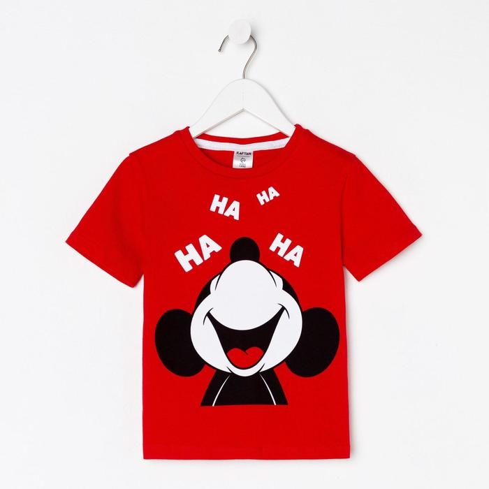 Футболка Футболка "Хаха" Микки Маус, рост 134-140, красный