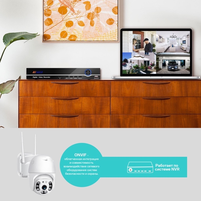 Видеокамера WiFi Cam-15, IP, 2 Мп, поворот 355 &deg;, микрофон, 3.6 мм объектив, белая