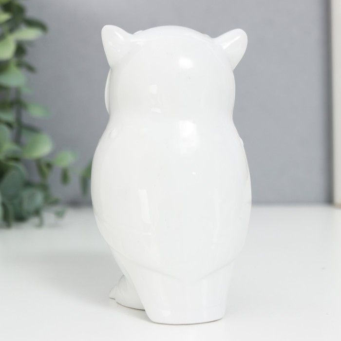 Сувенир керамика "Очкастая сова" белая со стразами 9,3х5,5х5,4 см