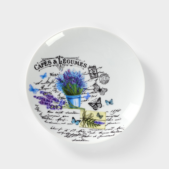 Тарелка фарфоровая &laquo;Прованс&raquo;, d=17,5 см, рисунок микс, цвет белый