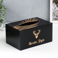 Шкатулка МДФ для салфеток "Золотой олень" чёрная 10х13х20 см Шкатулка МДФ для салфеток "Золотой олень" чёрная 10х13х20 см