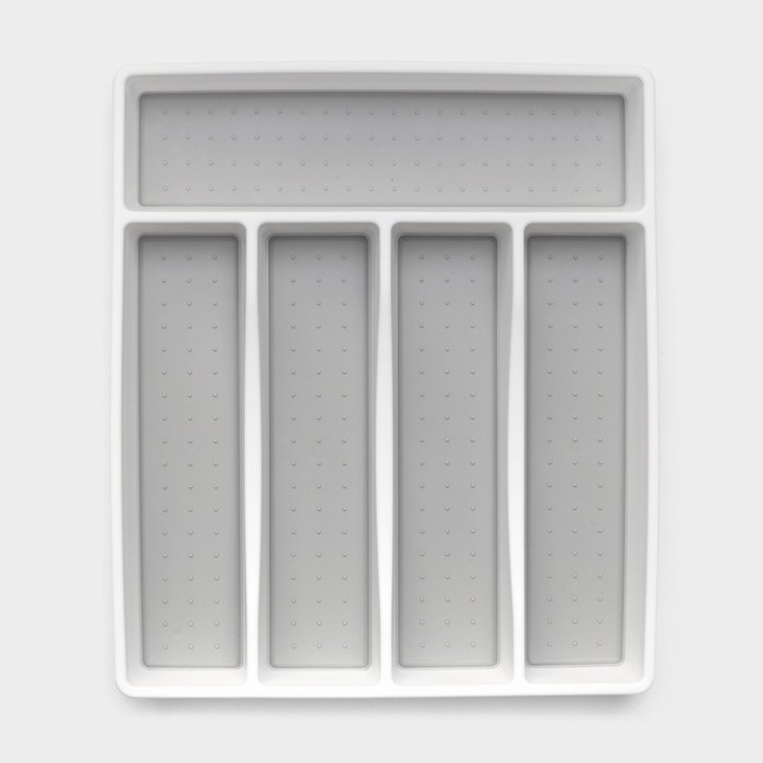 Лоток для столовых приборов Griten, с силиконовой вставкой, 5 отделений, 33,5&times;29,3&times;4,5 см, цвет белый