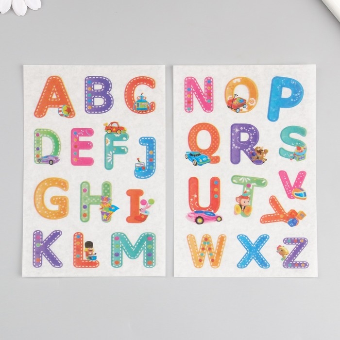 Наклейка бумага Наклейка бумага "Интересный алфавит" набор 6 листов 18,6х10 см