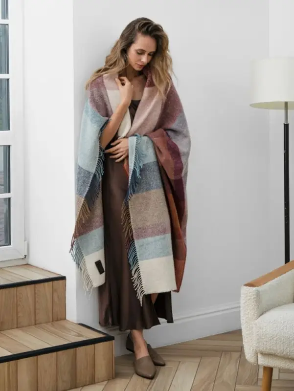 Плед Arequipa, голубой c красным