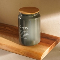 Банка для сахара SL Home, 9,5×14 см, цвет серый, с бамбуковой крышкой Банка для сахара SL Home, 9,5×14 см, цвет серый, с бамбуковой крышкой
