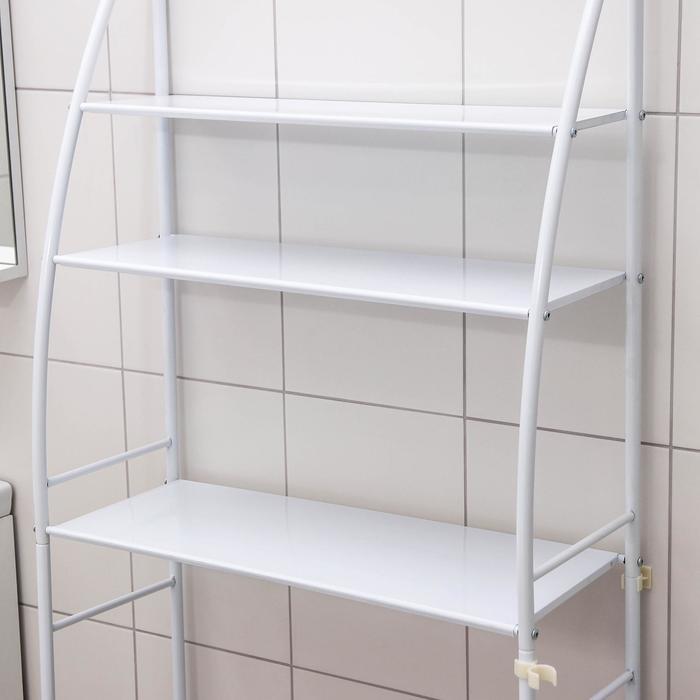 Стеллаж над стиральной машинкой со штангой для сушки, 66&times;25&times;175 см, цвет белый