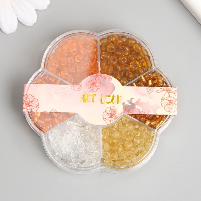 Бисер стекло 6/0 в цветке Бисер стекло 6/0 в цветке "Земля" цветной прозрачный 7 цветов х 8 гр 8,2х8,2х2 см