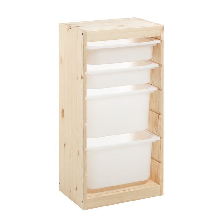 Стеллаж TROFAST-2, с контейнерами, вертикальный, Массив сосны