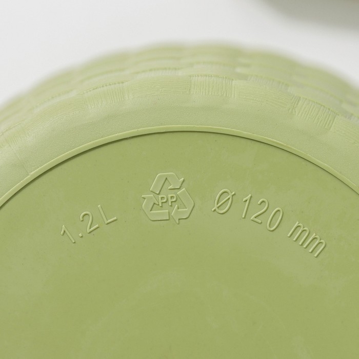 Горшок для цветов с поддоном &laquo;Ротанг&raquo;, 1,2 л, цвет оливковый