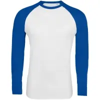 Футболка мужская с длинным рукавом Funky LSL белая с ярко-синим, размер XXL