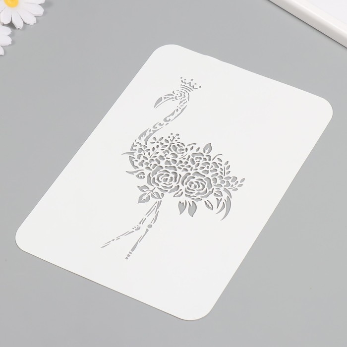 Трафарет пластиковый "Цветочный фламинго", 16х24 см