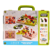 Конструктор винтовая мозаика &laquo;Диномир&raquo;, с электрическим шуруповёртом, 212 деталей