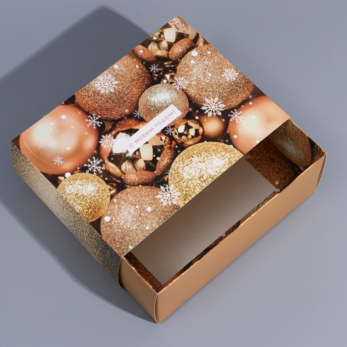 Подарочная коробка складная, новогодняя&laquo;Новогодние шары&raquo;, 20 х 15 х 8 см, Новый год