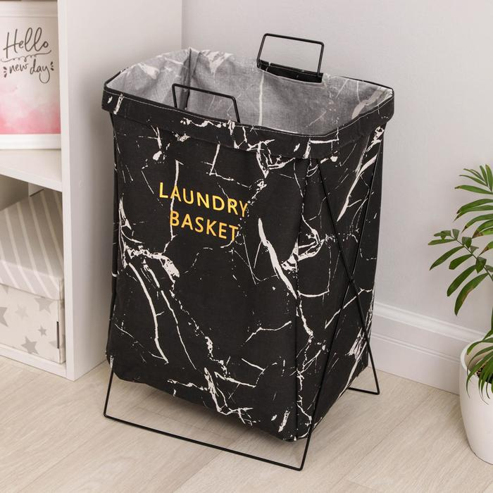 Корзина для белья Доляна «Монро», 40×26×50 см, цвет чёрный Корзина для белья Доляна «Монро», 40×26×50 см, цвет чёрный