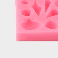 Молд &laquo;Ракушки&raquo;, силикон, 7,7&times;7&times;1,5 см, цвет розовый